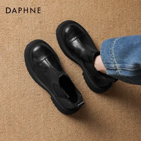 达芙妮黑色切尔西靴女2026新款短靴厚底马丁靴子平底冬季加绒女靴图片