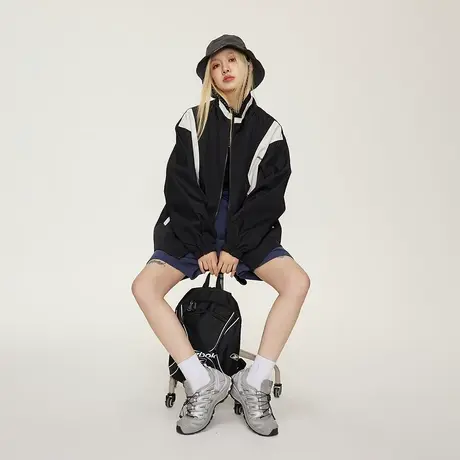 秋季拼接运动外套女2023新款情侣户外冲锋衣ins潮牌宽松复古夹克商品大图
