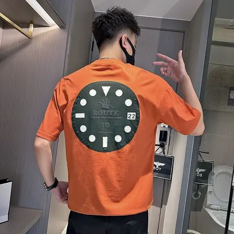 高级感T恤夏季短袖男装背面图案夏装半截袖2023新款夏装上衣半袖t商品大图