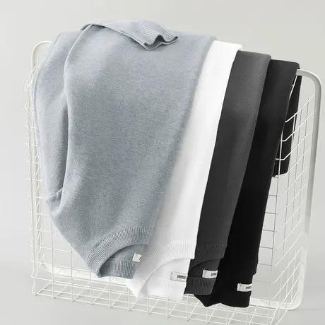 圆领毛衣男纯色秋冬季加绒加厚保暖一体绒打底衫毛线衣毛衫针织衫图片