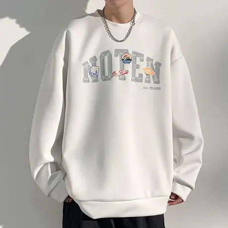 t恤男长袖春秋款美式复古字母印花卫衣男装休闲宽松套头学生上衣T商品大图