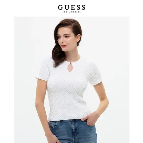 GUESS女立体提花针织衫设计感气质打底衫内搭上衣-商品大图