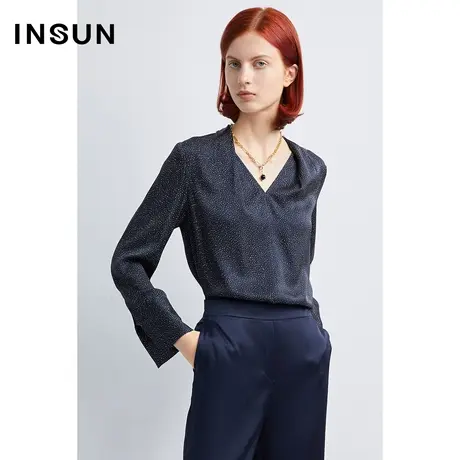 INSUN恩裳秋季19MM弹力双乔缎百搭衬衫图片
