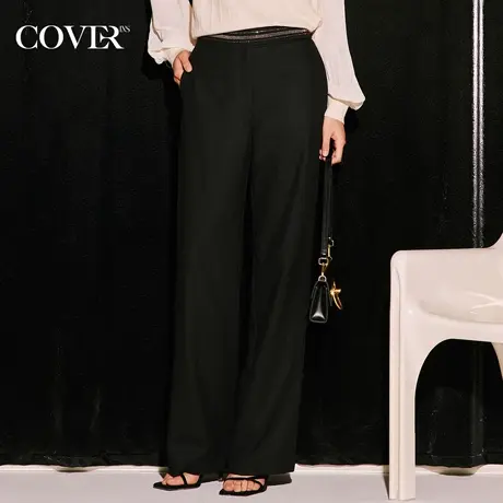 COVER冬季钻链斜纹直筒鹅绒羽绒裤图片