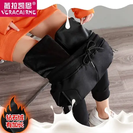 束脚运动裤女2023秋冬新款加绒加长萝卜卫裤宽松大码休闲哈伦裤子图片