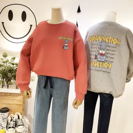 2020秋冬韩国东大门ulzzang减龄休闲厨师卡通抓绒卫衣保暖打底衫图片