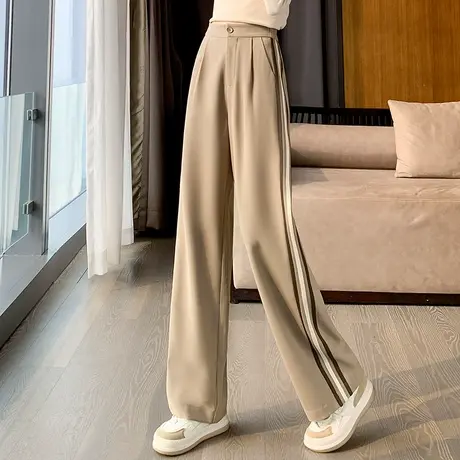 高腰窄版运动直筒裤女2023新款春秋女裤宽松休闲裤春季长裤阔腿裤商品大图