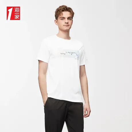 海一家清新字母印花短T夏季舒适休闲圆领短袖T恤男图片