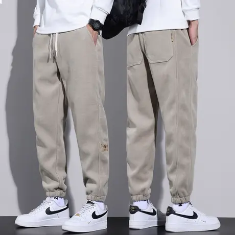 秋冬款男装高端束脚运动卫裤春季男生日系港风博奥绒潮牌休闲裤子商品大图