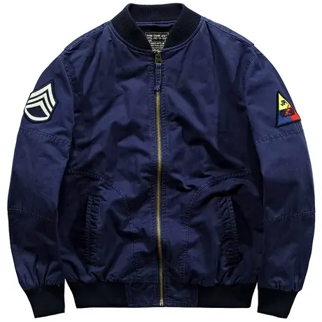 VIP飞行员夹克男纯棉工装外套美式复古坦克服大码宽松棒球服潮流商品大图