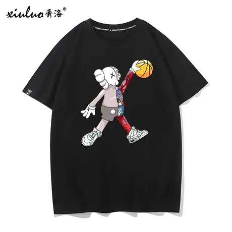 秀洛芝麻街联名t恤短袖男潮牌情侣装夏季ins圆领宽松潮流半袖打底商品大图