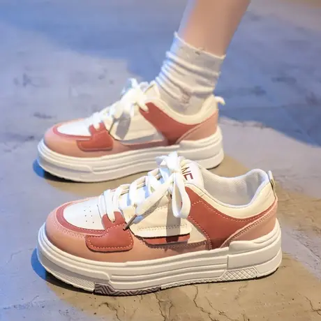 小白鞋女2023年春夏季新款厚底板鞋ins潮百搭小众运动休闲鞋学生商品大图