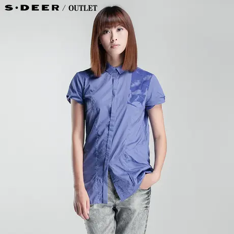 sdeer圣迪奥2014新款夏装女装几何抽象图案短袖衬衫衬衣3280469图片