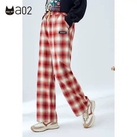 【呼呼严选专享】a02原创潮牌宽松格子裤秋新款长裤女显瘦休闲裤商品大图