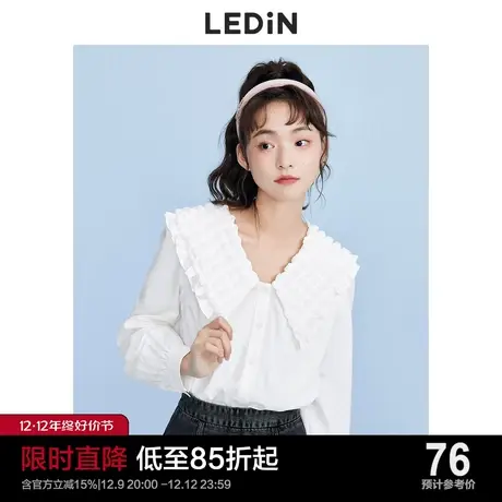 【清仓】乐町可爱泡泡领衬衫夏季新款甜美白色上衣女宽松设计感商品大图