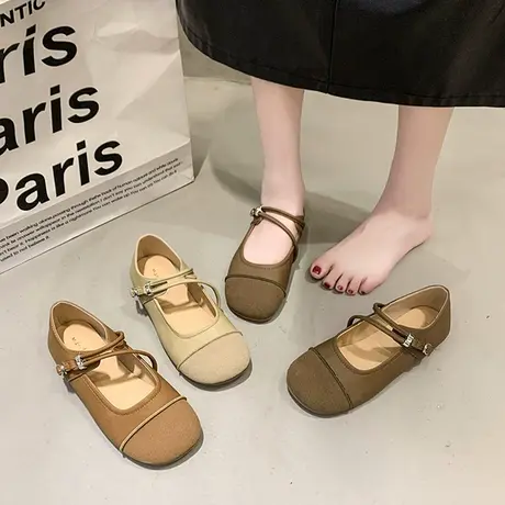 勃肯鞋女平底单鞋2024新款春季玛丽珍女鞋温柔晚晚风豆豆鞋奶奶鞋商品大图