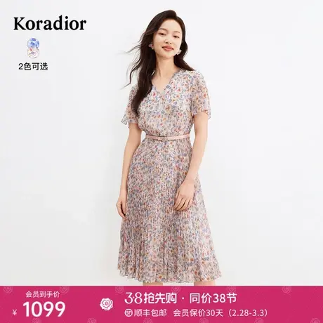珂莱蒂尔女装2024夏季新款通勤法式碎花气质独特连衣裙超好看图片