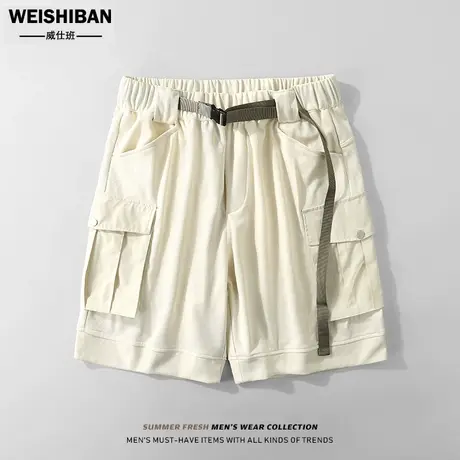 高级感针织贴口袋撞色工装短裤男夏季美式潮牌宽松休闲痞帅五分裤商品大图