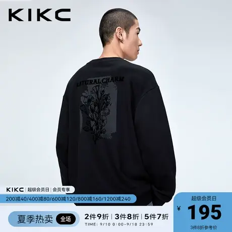 kikc美式卫衣男2023春夏新款商场同款高街潮流印花宽松长袖套头衫图片