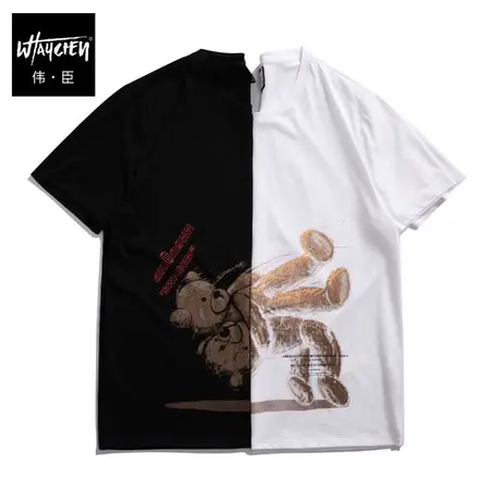 伟臣2023夏季新品大码男士短袖T恤胖子加肥加大卡通肥佬半袖体恤商品大图