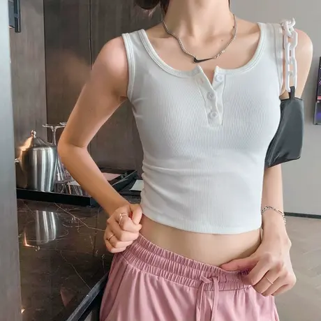 针织背心女夏外穿短款白色2024新款小吊带薄款打底设计感修身上衣商品大图
