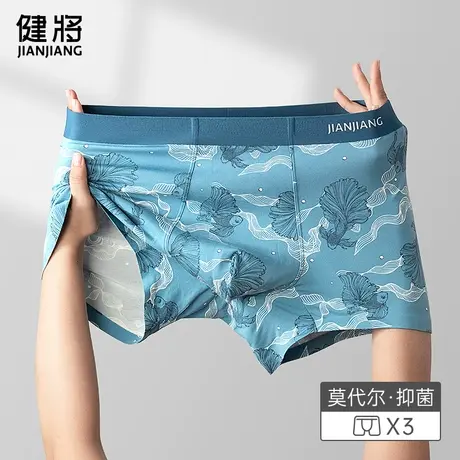 健将男士内裤莫代尔纯棉裆四角短裤冰丝透气抗菌平角裤头性感宽松图片