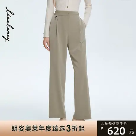 俪雅/LANCY商场同款22春新中高腰直筒裤子女士通勤裤专柜正品商品大图