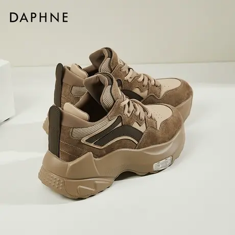 Daphne达芙妮 撞色穿搭~厚底真皮老爹鞋女增高复古轻便时尚休闲鞋商品大图