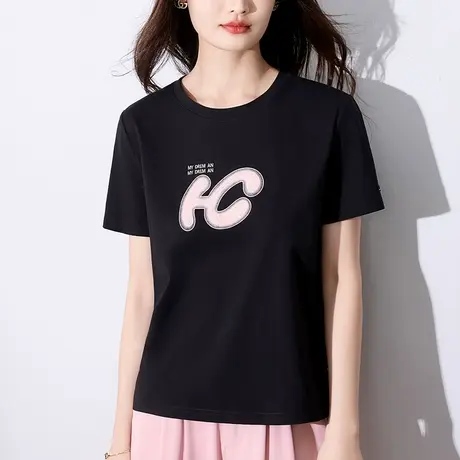 纯棉精致短袖t恤女2024年新款夏装正肩上衣重工刺绣百搭体恤衫潮图片