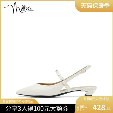 妙丽商场同款牛皮时尚休闲通勤尖头后空女单凉鞋LQ152AH2图片