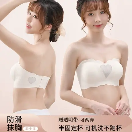 抹胸无肩带内衣女夏季薄款防滑无钢圈小胸聚拢无痕隐形裹胸文胸罩商品大图