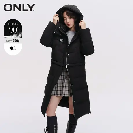 【元气珠珠】ONLY冬季防风保暖字母立领白鸭绒可拆卸中长款羽绒服商品大图