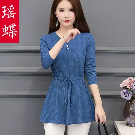 打底衫秋季新款百搭小众设计感女上衣秋装中长款收紧腰小衫熟女潮商品大图