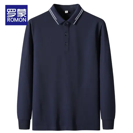 罗蒙商务休闲t恤男长袖冬季新款翻领男士POLO保罗衫体恤上衣服潮图片