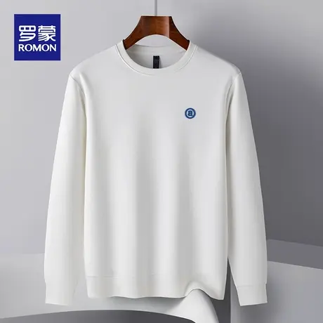 罗蒙男士圆领潮流纯色卫衣2023秋季时尚套头衫休闲中青年百搭上衣图片