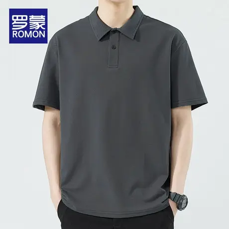 罗蒙纯色短袖POLO衫男士潮流宽松翻领休闲上衣服夏季薄款t恤男装图片