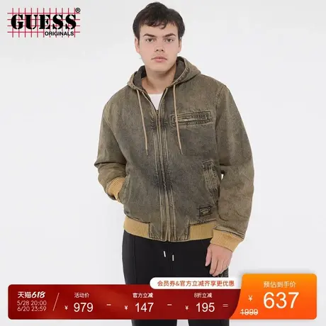 GUESSOriginals男士复古怀旧水洗连帽牛仔外套商品大图