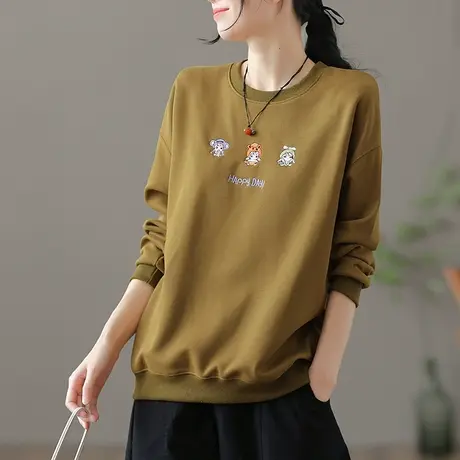 dza 复古薄款春秋季卫衣女士2023新款宽松显瘦上衣短款休闲外套女图片