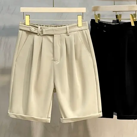 2023夏季薄款西裤短裤男潮流宽松潮牌外穿五分裤男士休闲5分中裤图片