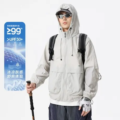 hansca户外透气防晒衣男款2025夏季连帽运动UPF50+防紫外线防晒服图片