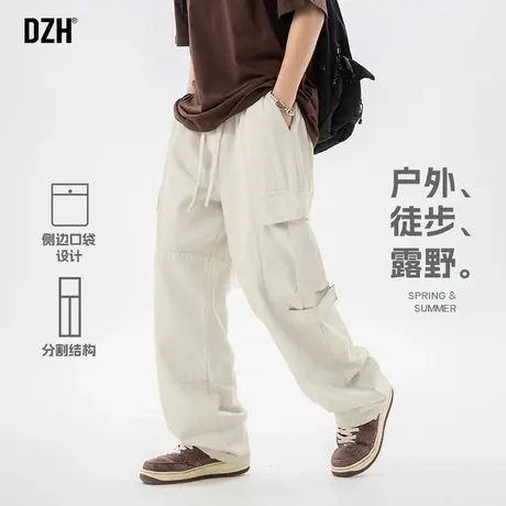 男士美式米白色工装裤男款直筒宽松纯棉裤子男春季2025新款休闲裤商品大图