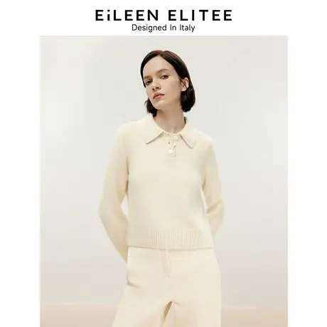 朗姿欧洲EiLEEN ELITEE2024冬季新款羊毛POLO领气质法式毛针织衫图片