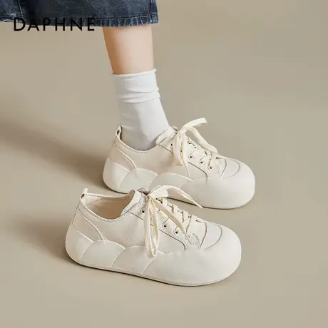 达芙妮厚底丑萌小白鞋女夏季2025新款爆款面包鞋百搭透气帆布鞋子商品大图
