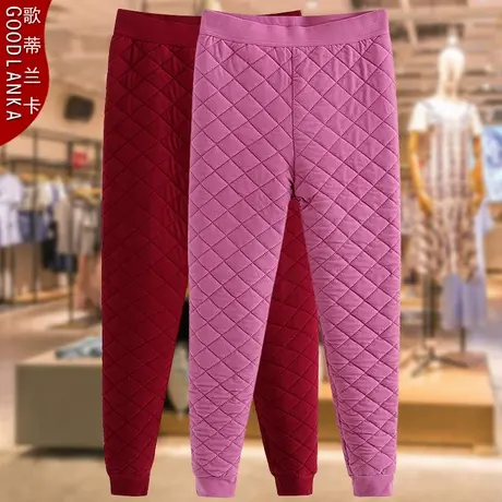 中老年妈妈冬季夹棉内搭羽绒棉裤女宽松时尚加厚保暖打底保暖棉裤商品大图