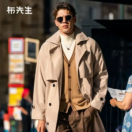 MrBu布先生条纹撞色羊毛开衫春季美拉德V领毛衣外套男PT15607图片