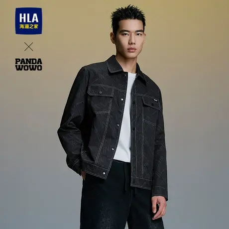 HLA/海澜之家panda wowo熊猫夹克2025春夏翻领明线潮流挺括外套男图片