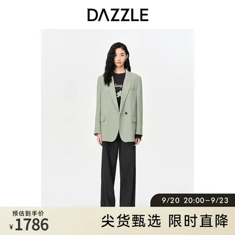 DAZZLE地素奥莱 春季极简高级感气质绿色廓形西装外套上衣女图片