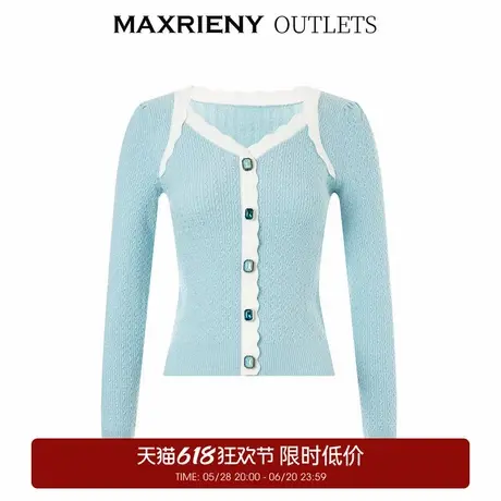 【奥莱】MAXRIENY冰雪美人针织毛衫复古温柔上衣女商品大图