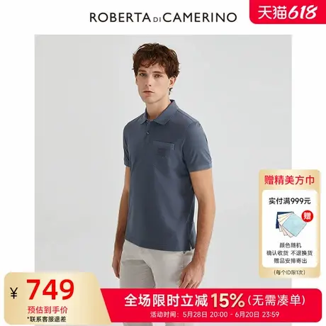 [桑蚕丝]ROBERTA诺贝达男装男士短袖POLO衫25年夏季新款休闲T恤男商品大图