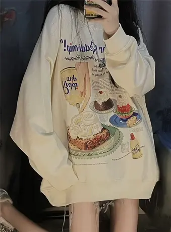 韩系chic慵懒风大码oversize宽松显瘦薄款卫衣ins潮小众外套上衣商品大图